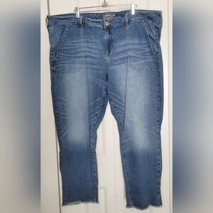 Torrid Cropped Boyfriend Stretch Denim Blue Jeans Size 24